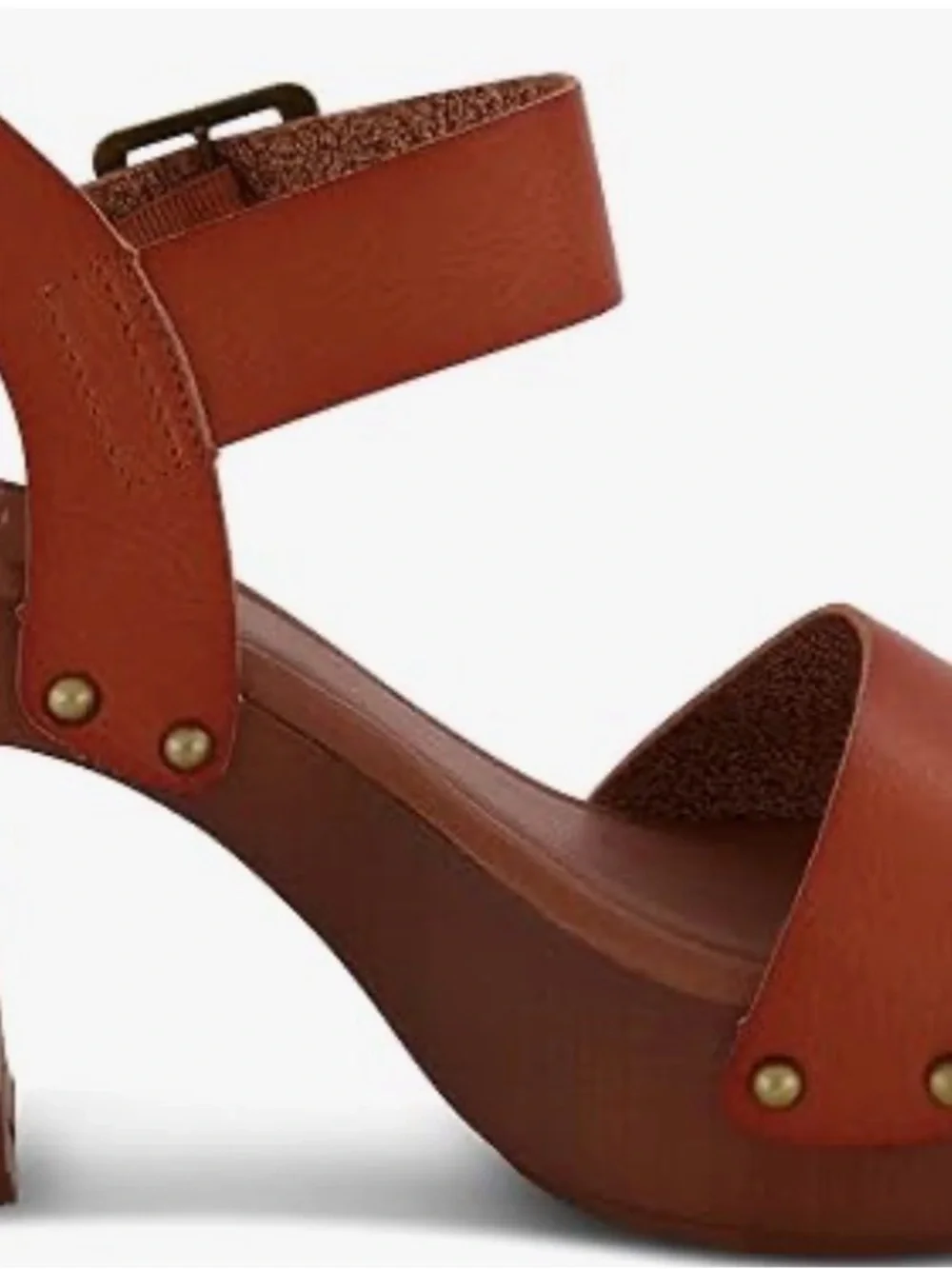 Women's Cognac Platform Sandal with Ankle Buckle